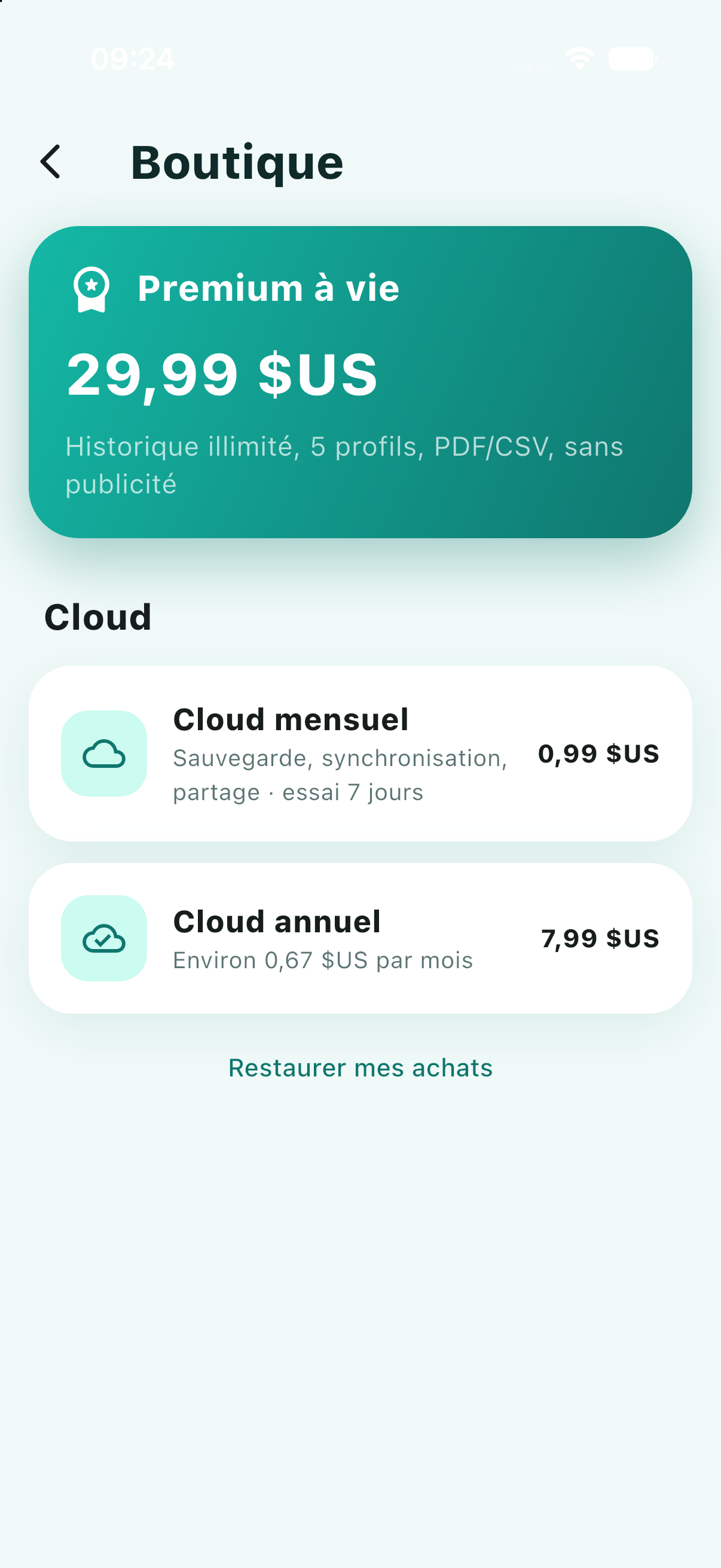 Boutique : Premium et Cloud